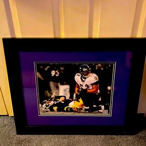 28x24 Framed Ray Lewis Picture vs Steelers Sacking Big-Ben